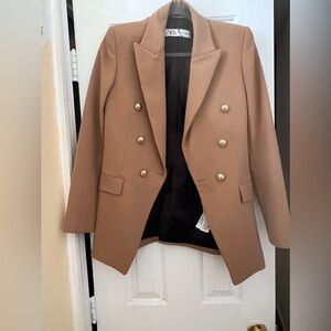 ZARA Camel blazer gold buttons